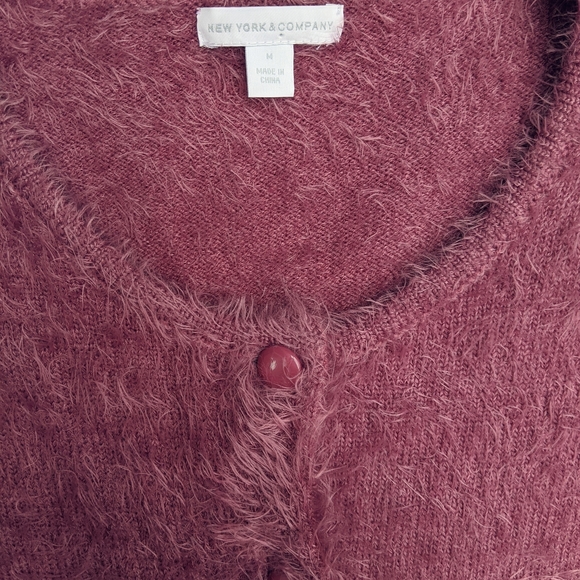 New York & Company Dark Magenta Fuzzy Cardigan - Picture 4 of 4